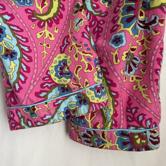 Nick & Nora VTG Flannel Print Pajamas 2 Piece SET Size S Pink Paisley Top Pants - Picture 14 of 16